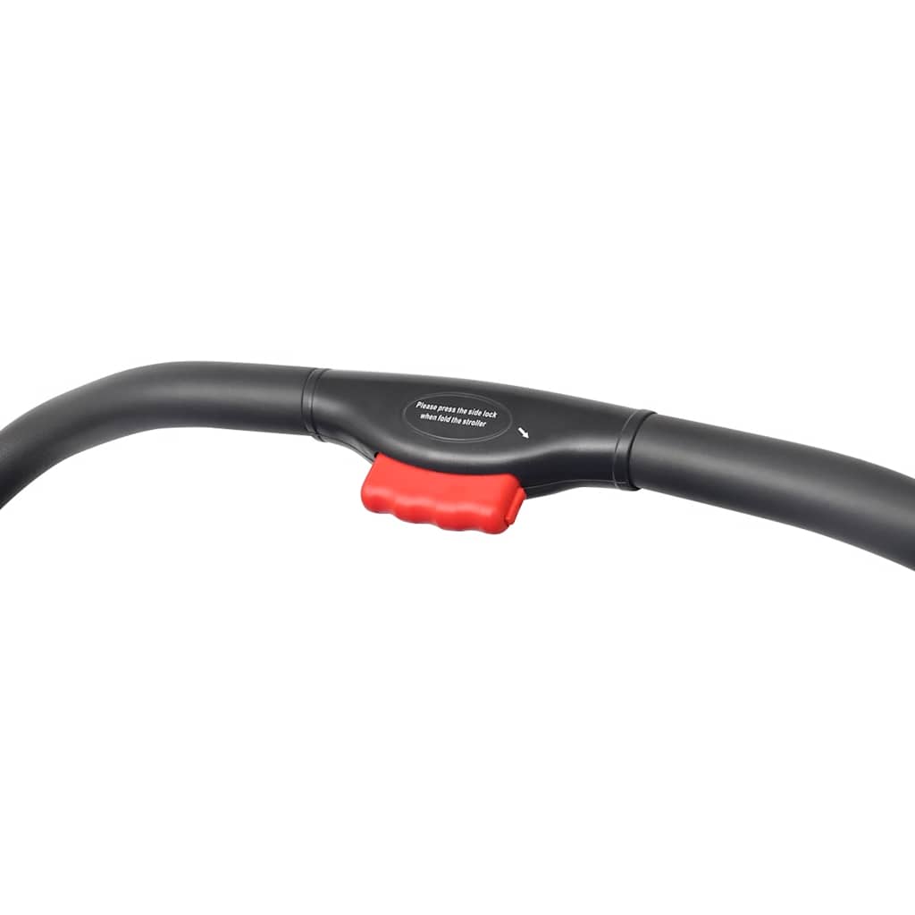 vidaXL Zwillingskinderwagen Stahl Rot und Schwarz