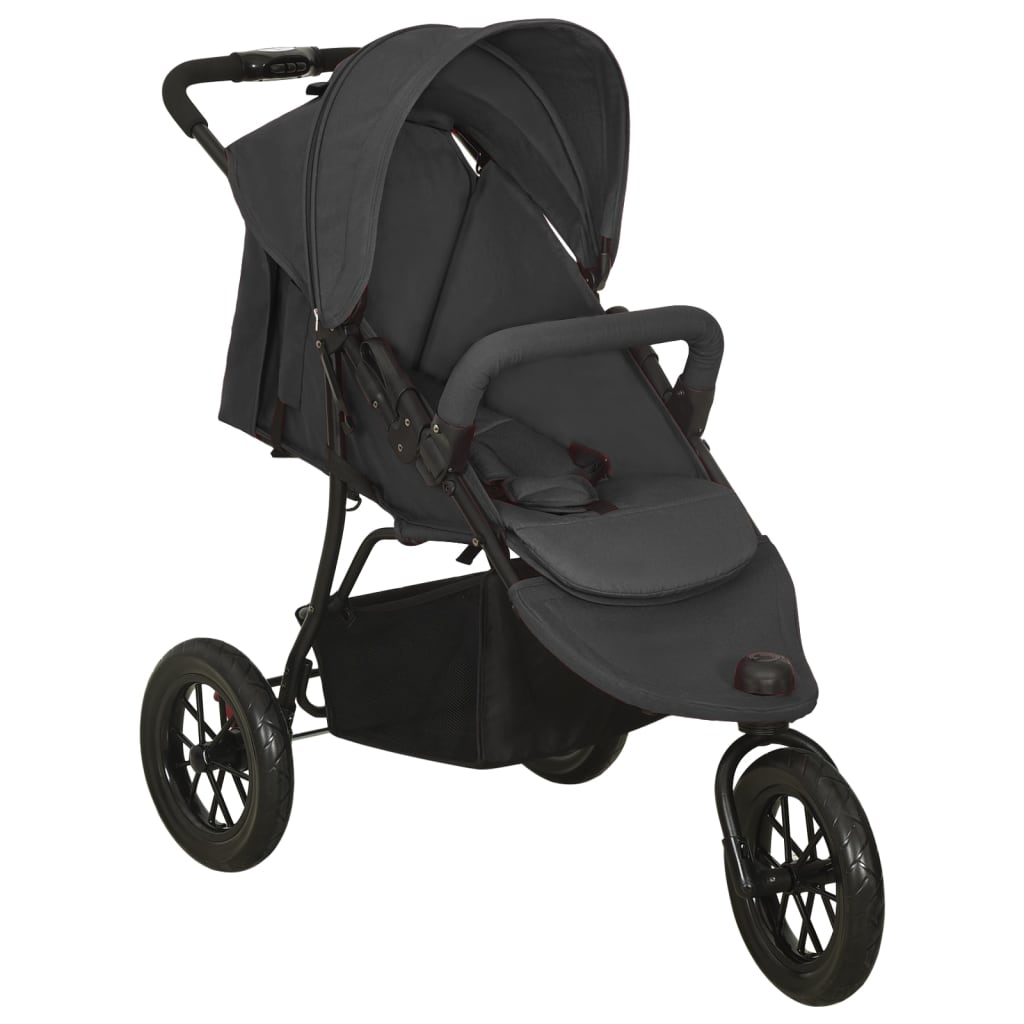 vidaXL Kinderwagen Hellgrau Stahl