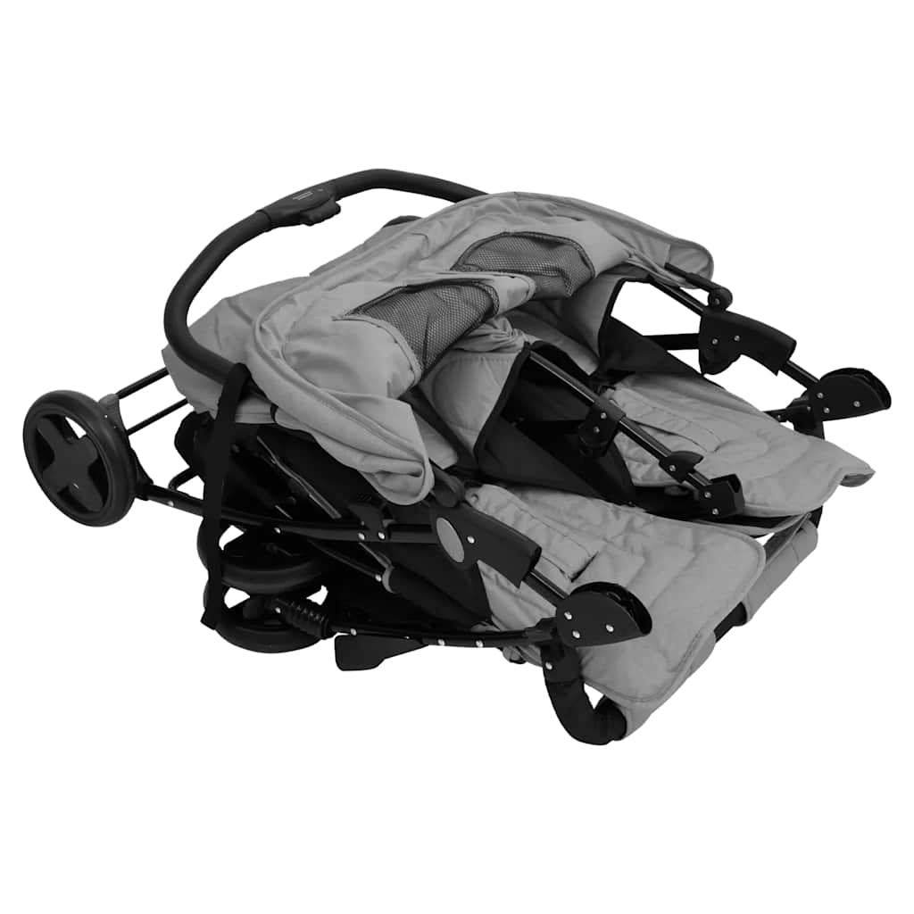 vidaXL Zwillingskinderwagen Hellgrau Stahl