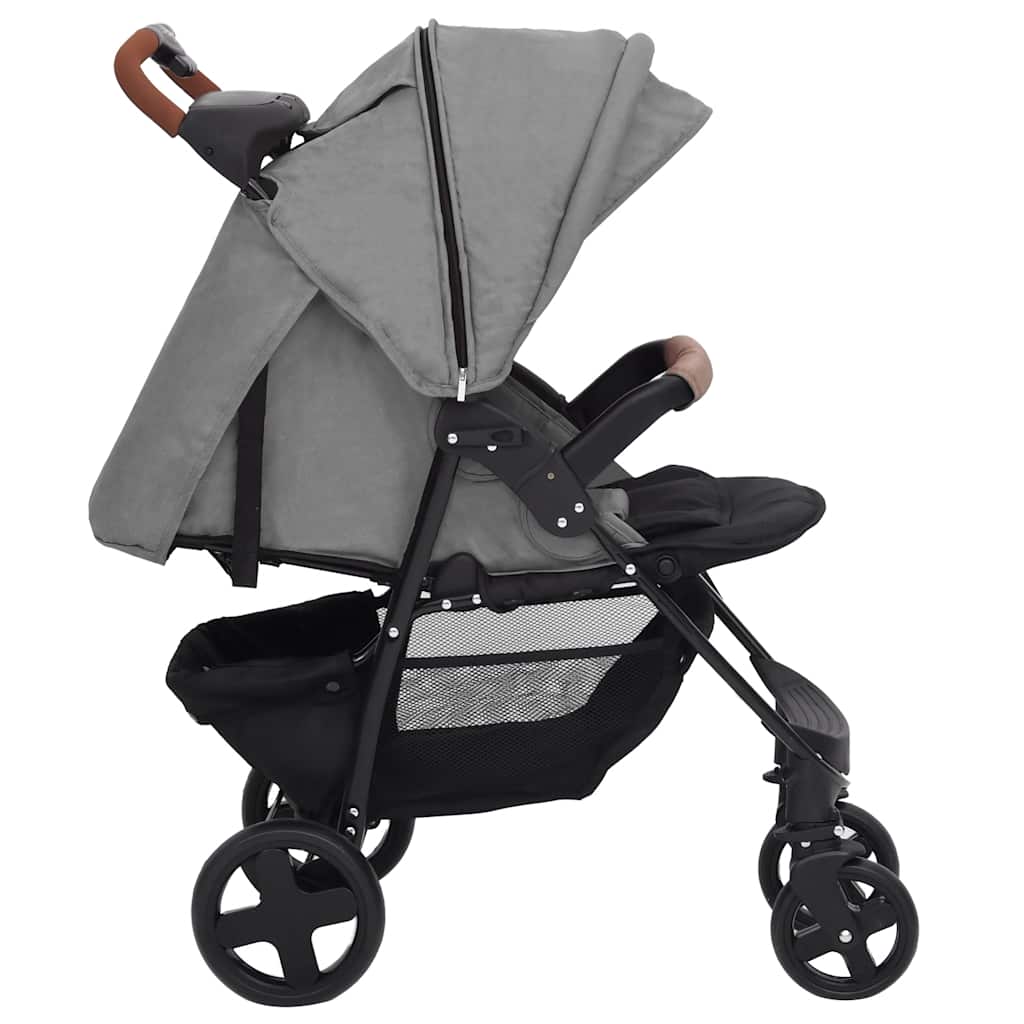 vidaXL 2-in-1 Kinderwagen Hellgrau Stahl