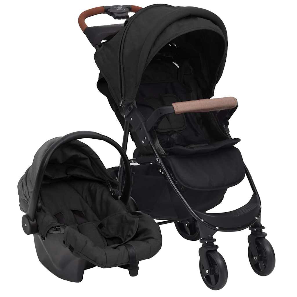 vidaXL 2-in-1 Kinderwagen Hellgrau Stahl