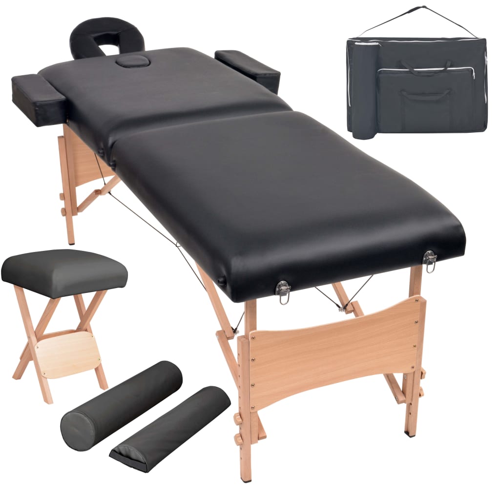 vidaXL Massageliege 2-Zonen mit Hocker Klappbar 10 cm Sitz Weiß