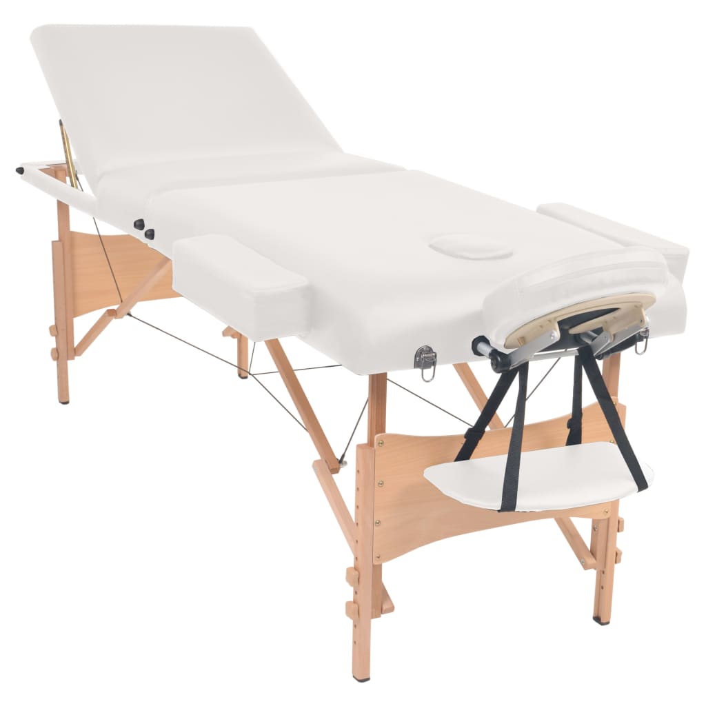 vidaXL Massageliege 3-Zonen mit Hocker Klappbar 10 cm Sitz Weiß