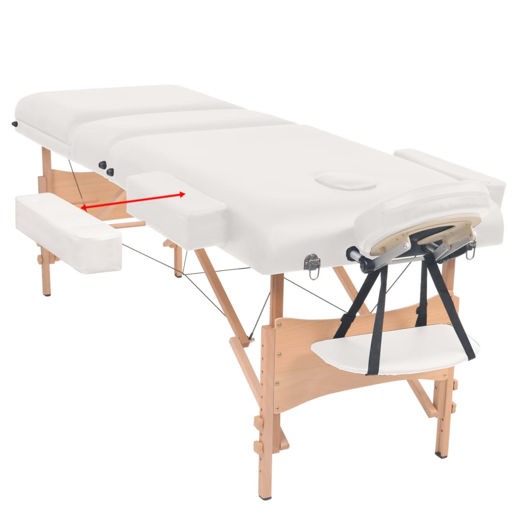 vidaXL Massageliege 3-Zonen mit Hocker Klappbar 10 cm Sitz Weiß