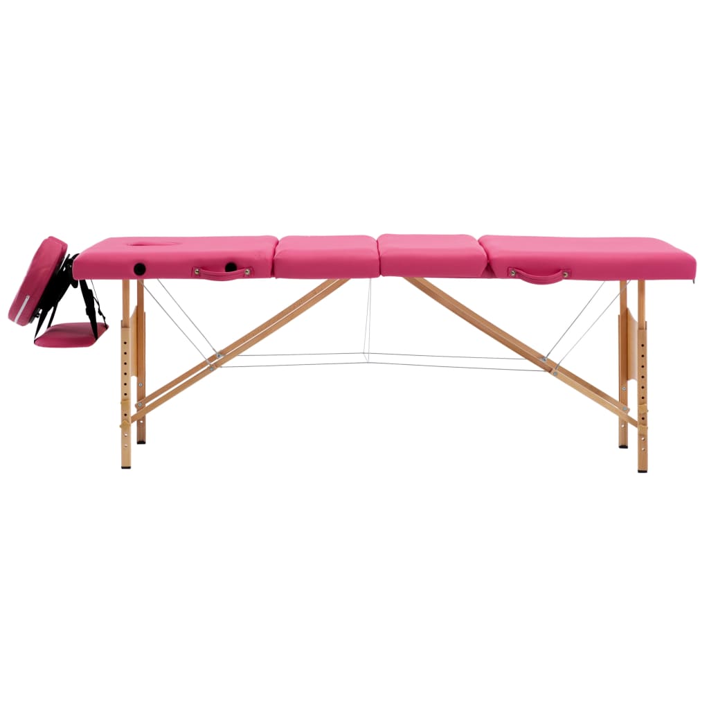 vidaXL Massageliege Klappbar 4-Zonen mit Holzgestell Rosa