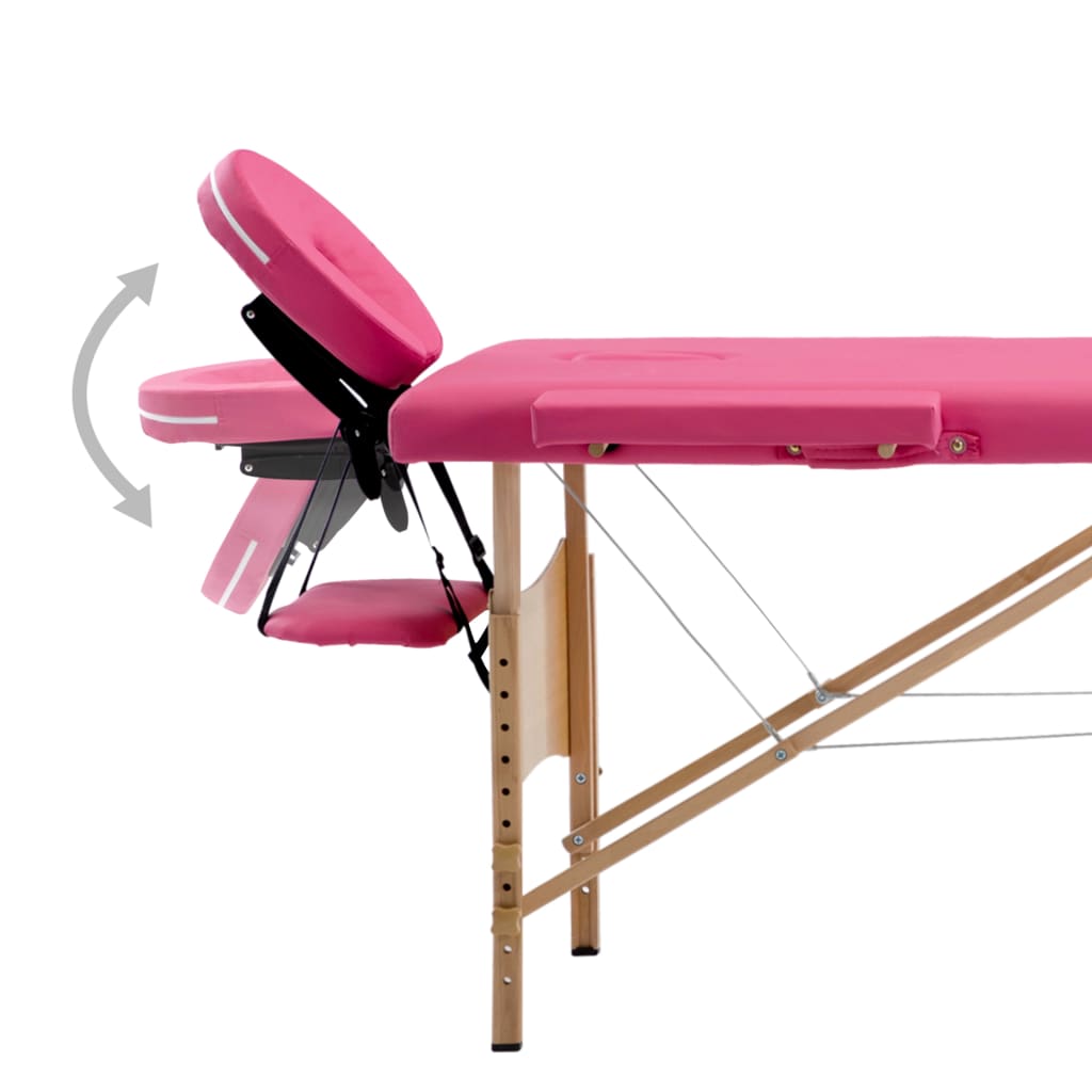 vidaXL Massageliege Klappbar 4-Zonen mit Holzgestell Rosa