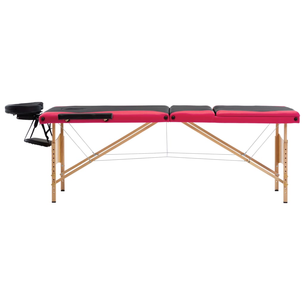 vidaXL Massageliege Klappbar 3-Zonen mit Holzgestell Rosa