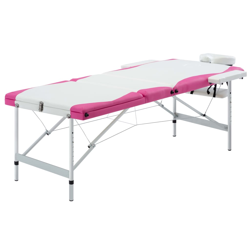 vidaXL Massageliege Klappbar 3-Zonen mit Aluminiumgestell Rosa