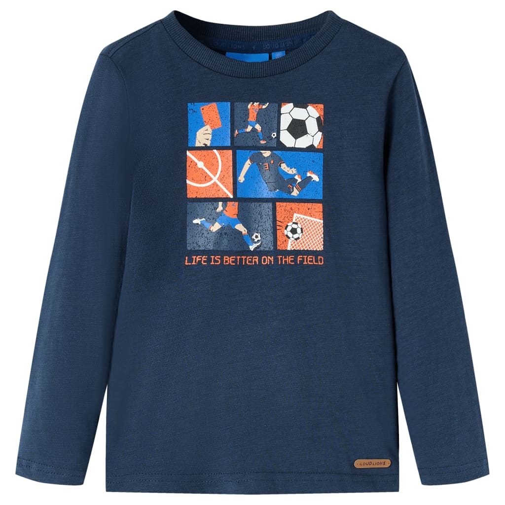 Kinder-Langarmshirt Marineblau Melange 92
