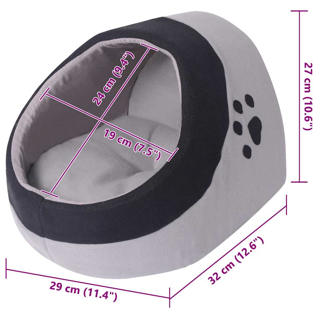vidaXL Katzenhöhle Grau und Schwarz M
