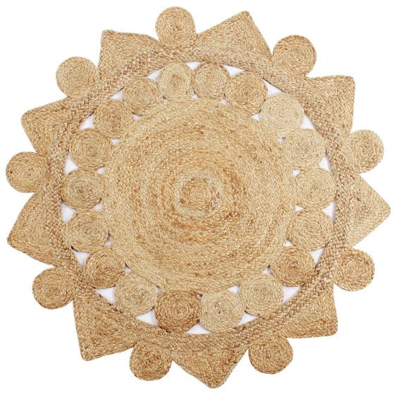 vidaXL Teppich Handgefertigt Jute Geflochten 90 cm