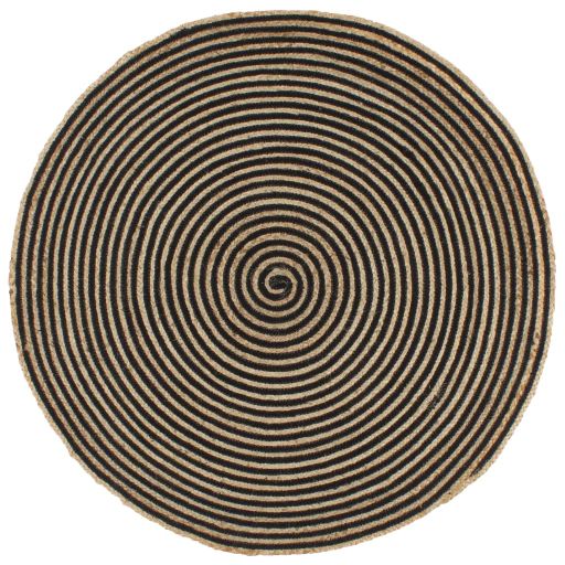 vidaXL Teppich Handgefertigt Jute mit Spiralen-Design Weiß 120 cm
