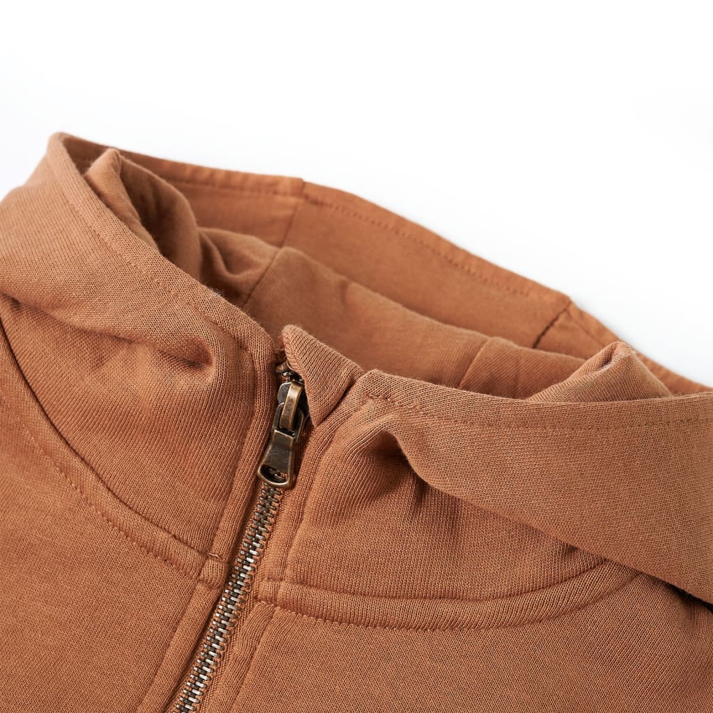 Kinder-Kapuzenpullover mit Halbem Reißverschluss Anthrazit Cognac 92