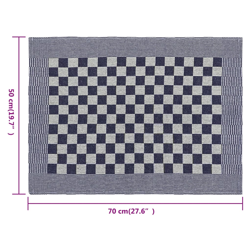 vidaXL Geschirrtücher 10 Stk. Blau und Weiß 50x70 cm Baumwolle