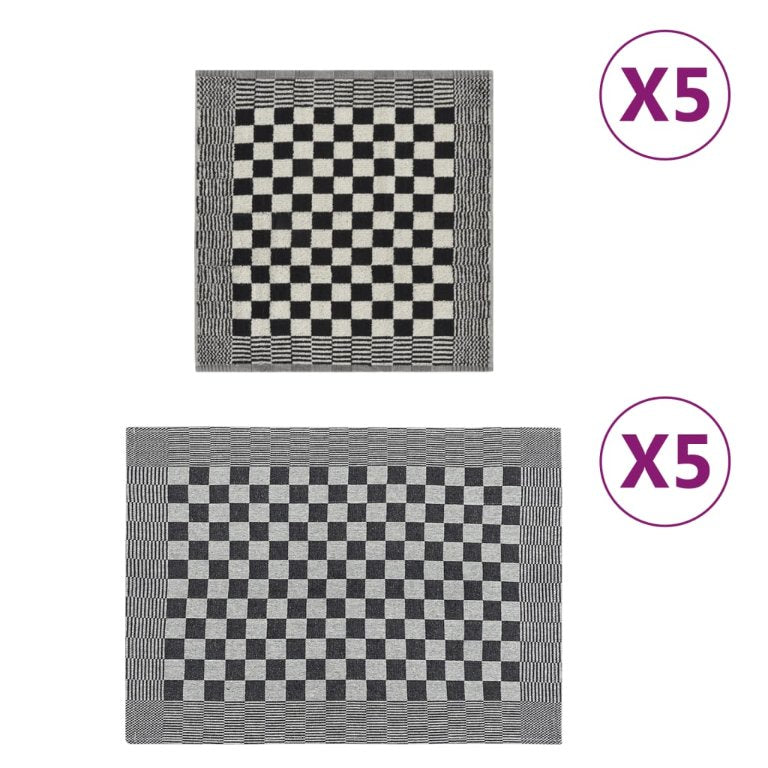 vidaXL 10-tlg. Handtuch-Set Schwarz und Grau Baumwolle