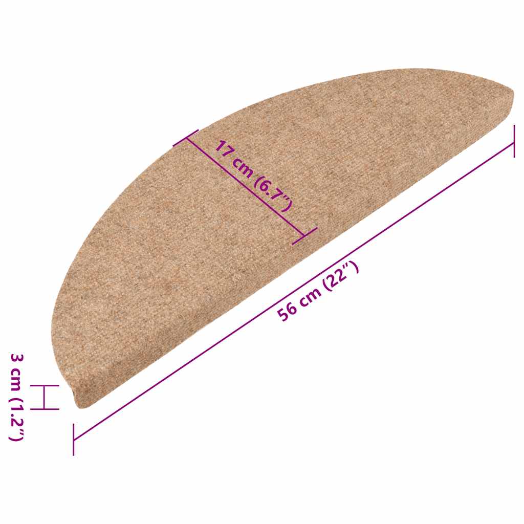 vidaXL Stufenmatten Selbstklebend 15 Stk. 56x17x3 cm Beige