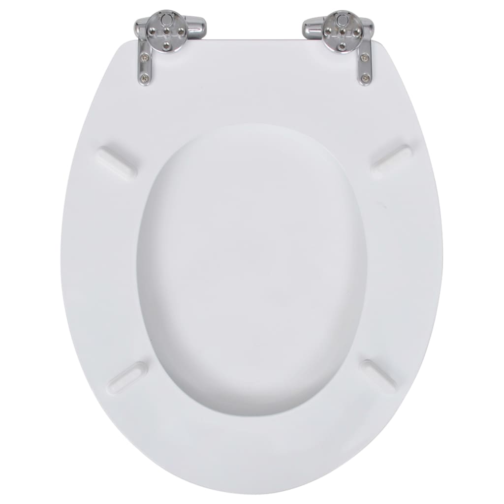 vidaXL Toilettensitz MDF Deckel mit Absenkautomatik Design Weiß