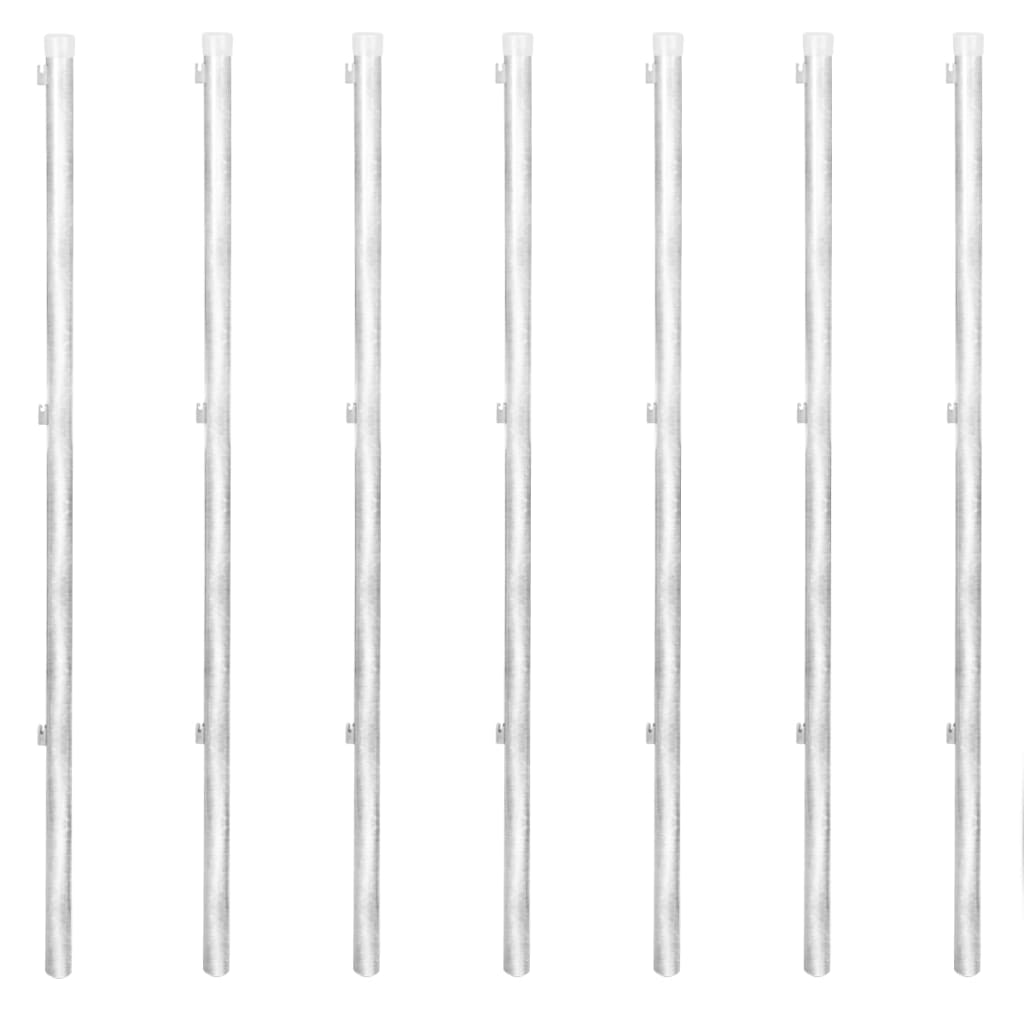 vidaXL Maschendrahtzaun mit Pfosten Verzinkter Stahl 15×1 m Silbern