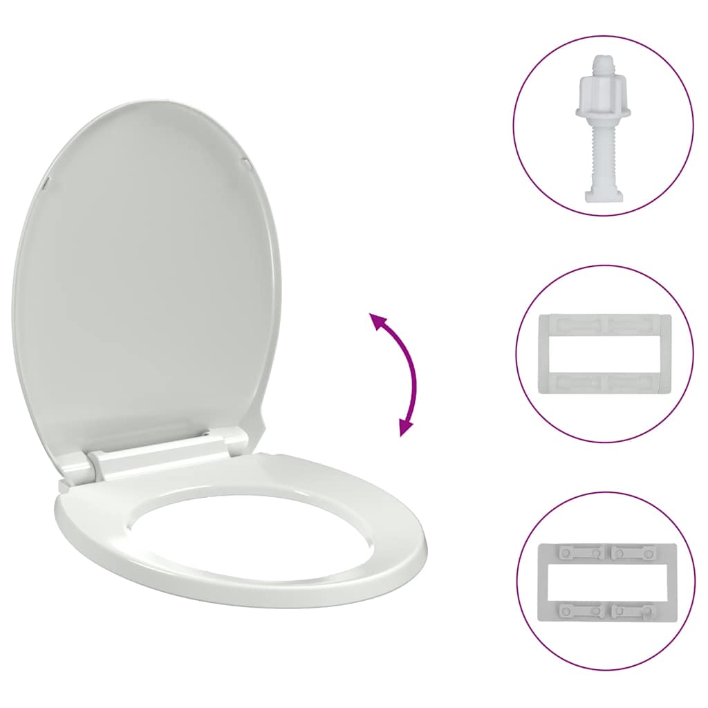 vidaXL Toilettensitz mit Absenkautomatik Weiß Oval