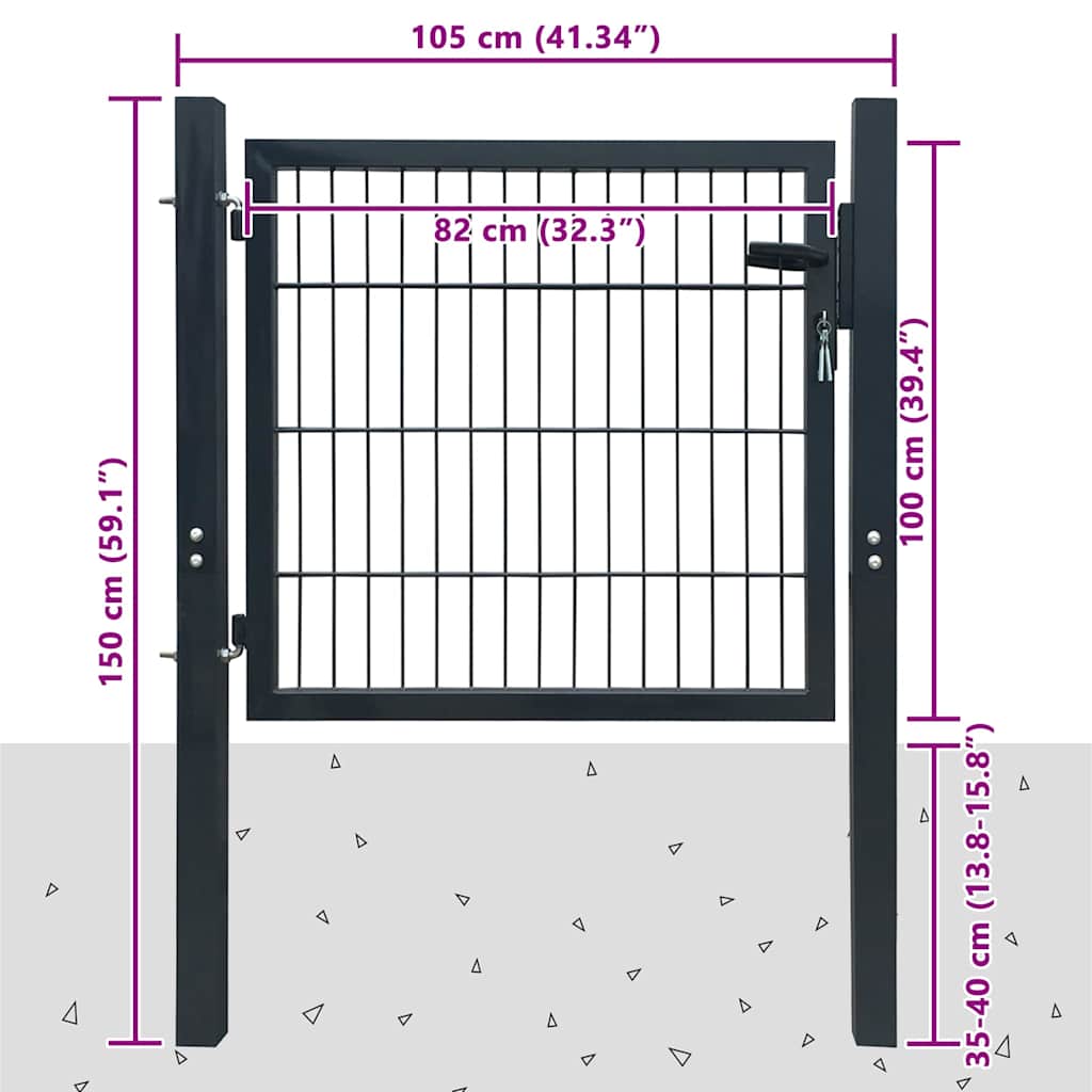 vidaXL Zauntor Stahl Anthrazit 100x100 cm