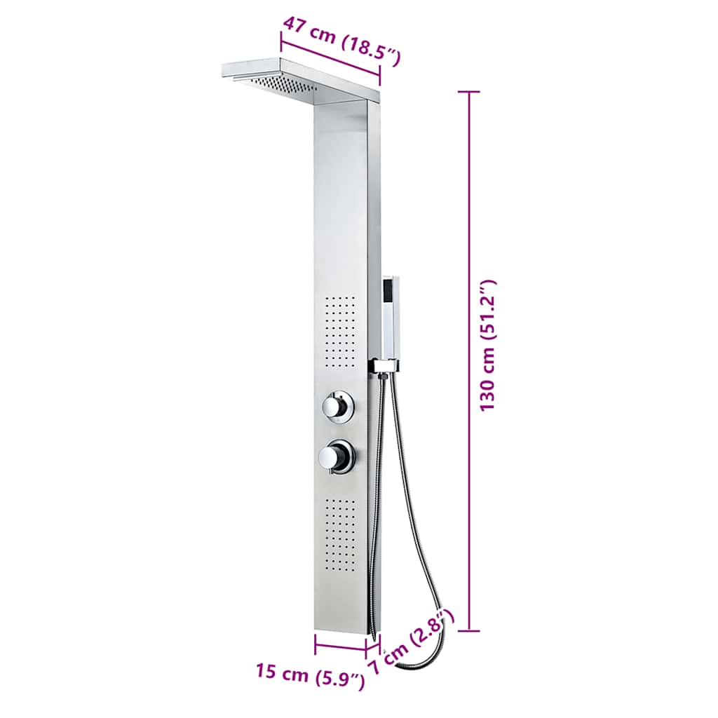vidaXL Duschpaneel-System Edelstahl Stahl Viereckig