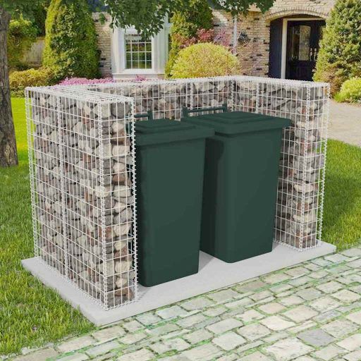 vidaXL Gabionen-Mülltonnenverkleidung für 1 Tonne Stahl 110x100x120cm