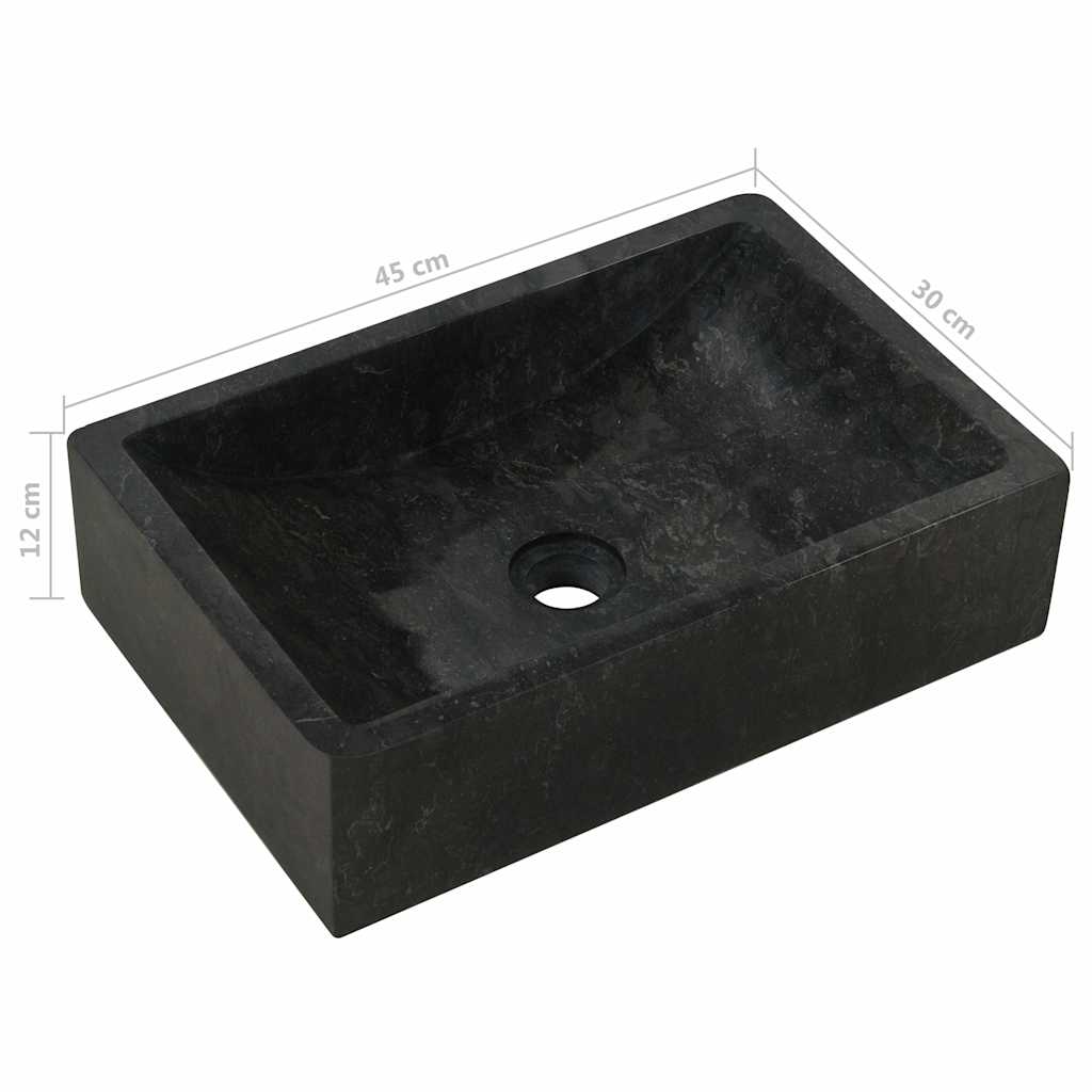 vidaXL Waschbecken 45x30x12 cm Marmor Hochglanz-Schwarz