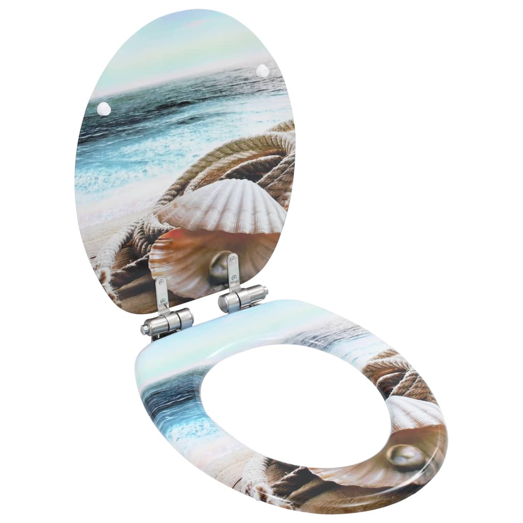 vidaXL Toilettensitz MDF Deckel mit Absenkautomatik Design Weiß