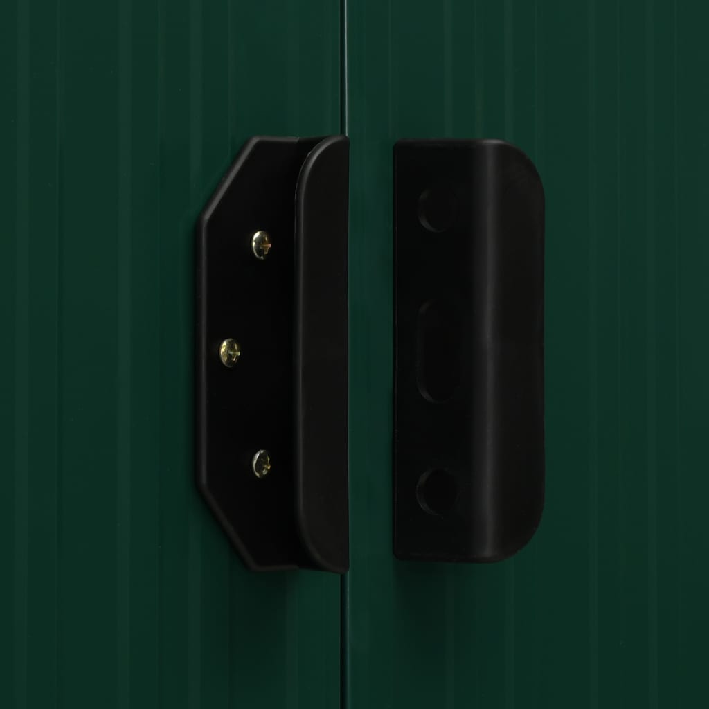 vidaXL Gerätehaus mit Vordach Grün 346×193×181 cm Stahl