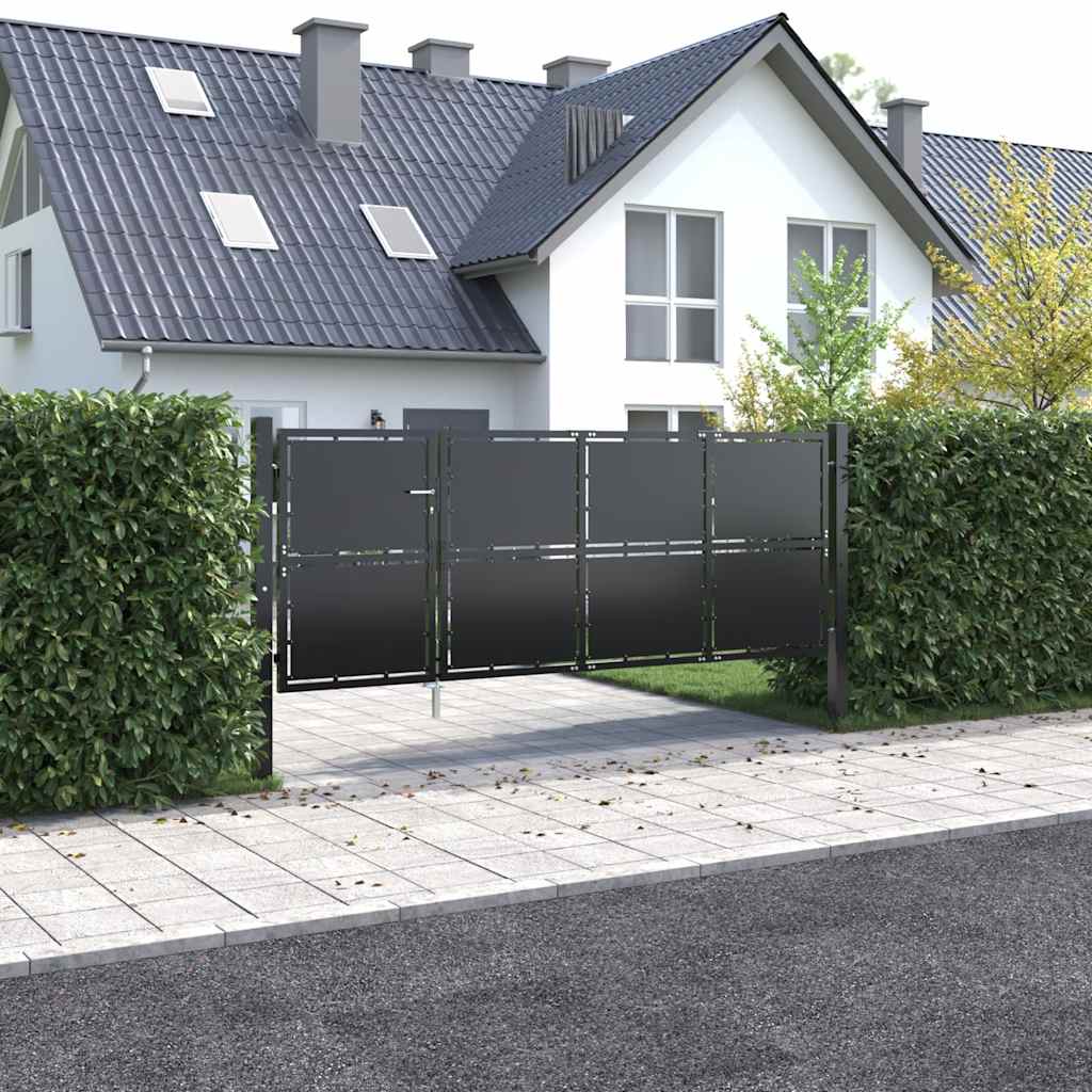 Gartentor aus Stahl 100 x 75 cm Anthrazit