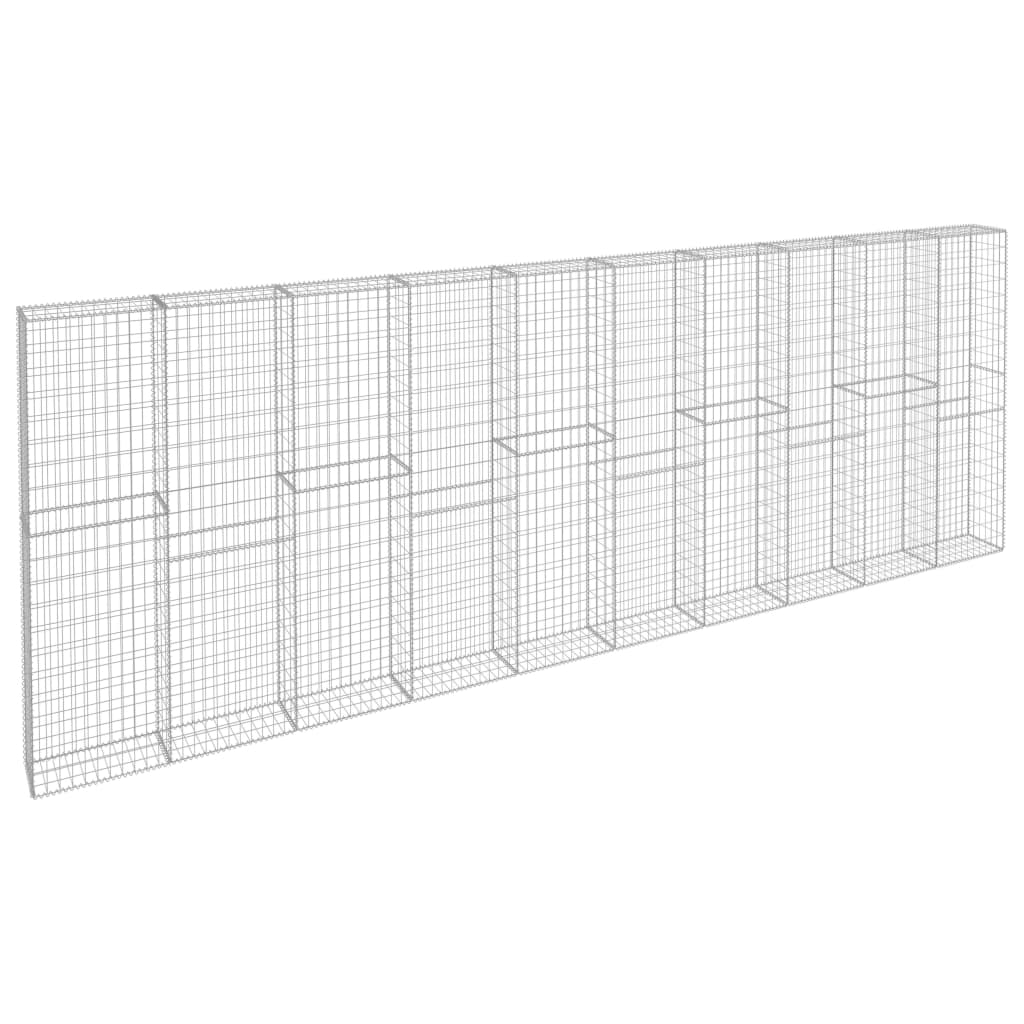 vidaXL Gabionenwand mit Abdeckung Verzinkter Stahl 600×30×200 cm