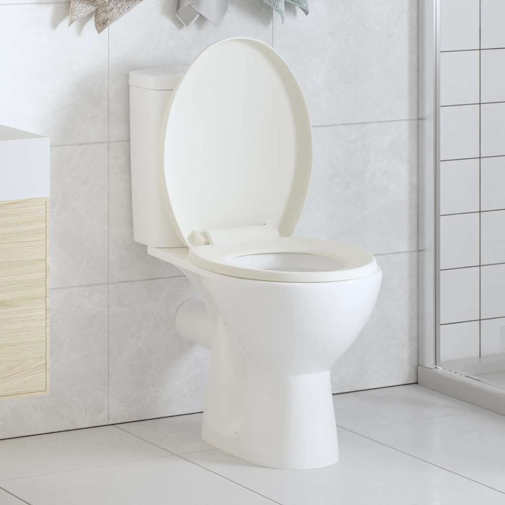 vidaXL Toilettensitz mit Absenkautomatik und Quick-Release Weiß Eckig