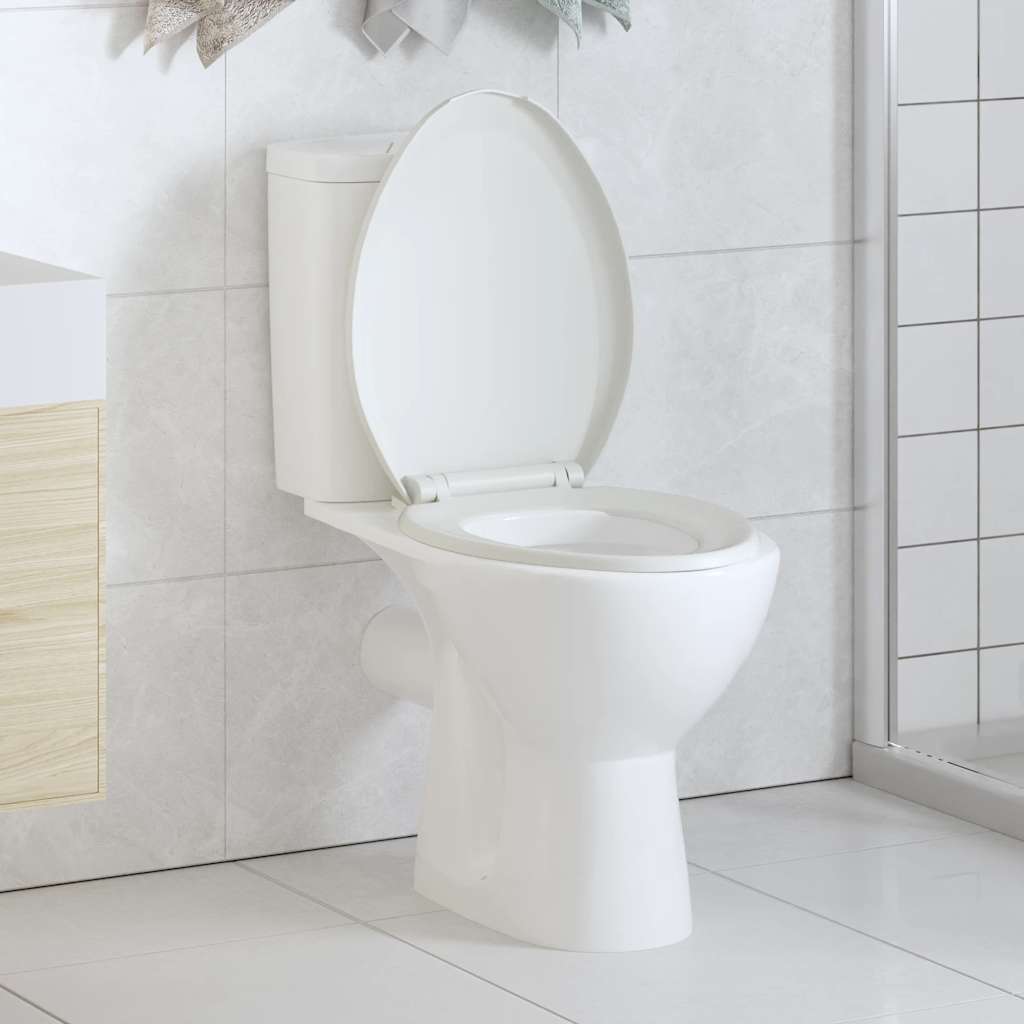 vidaXL Toilettensitz mit Absenkautomatik und Quick-Release Weiß Eckig