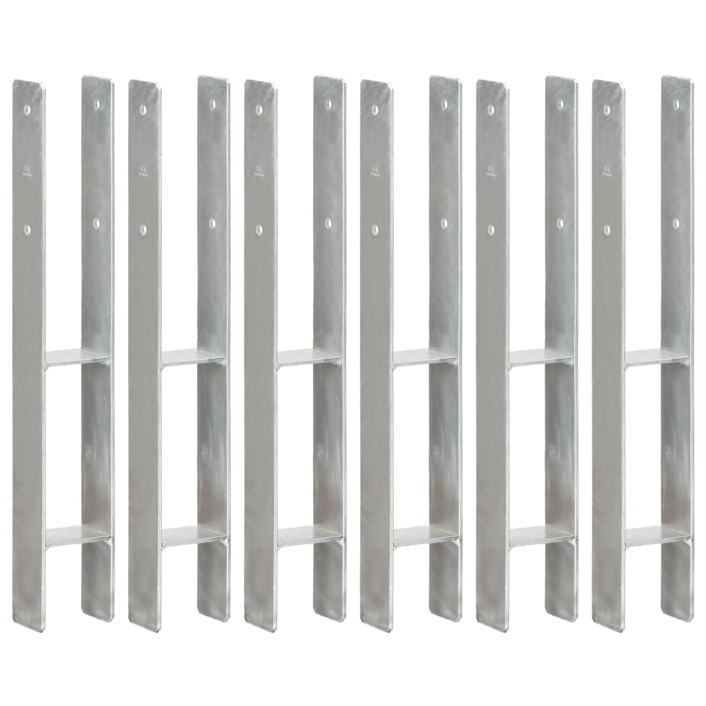 vidaXL Pfostenträger 6 Stk. Silbern 7×6×60 cm Verzinkter Stahl