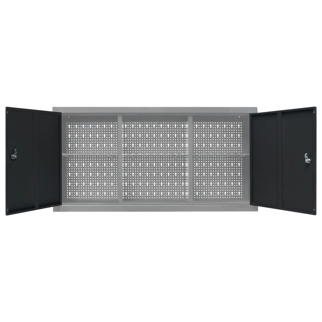 vidaXL Wand-Werkzeugschrank Industrie-Stil Metall Grau und Schwarz