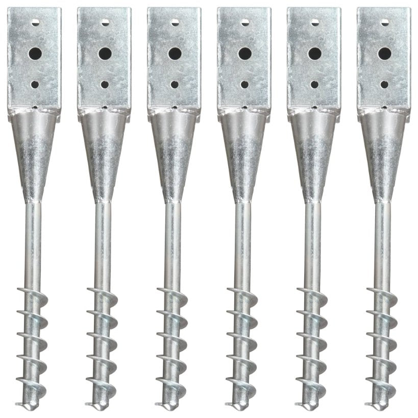 vidaXL Erdspieße 2 Stk. Silbern 7×7×56 cm Verzinkter Stahl