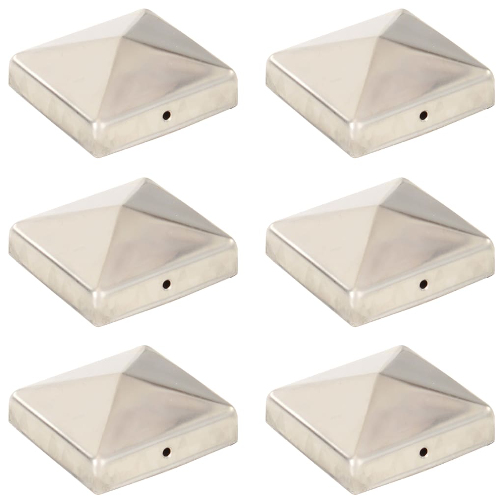 vidaXL Pfostenkappen 6 Stk. Pyramide Edelstahl 71 x 71 mm