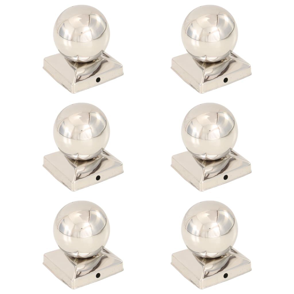 vidaXL Pfostenkappen 6 Stk. Kugelform Edelstahl 81 x 81 mm
