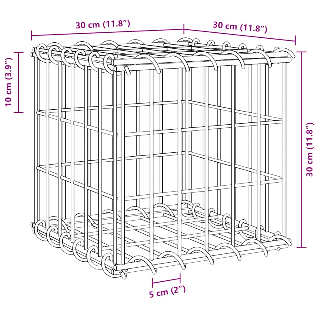 vidaXL Würfel-Gabionen-Hochbeet Stahldraht 30x30x30 cm