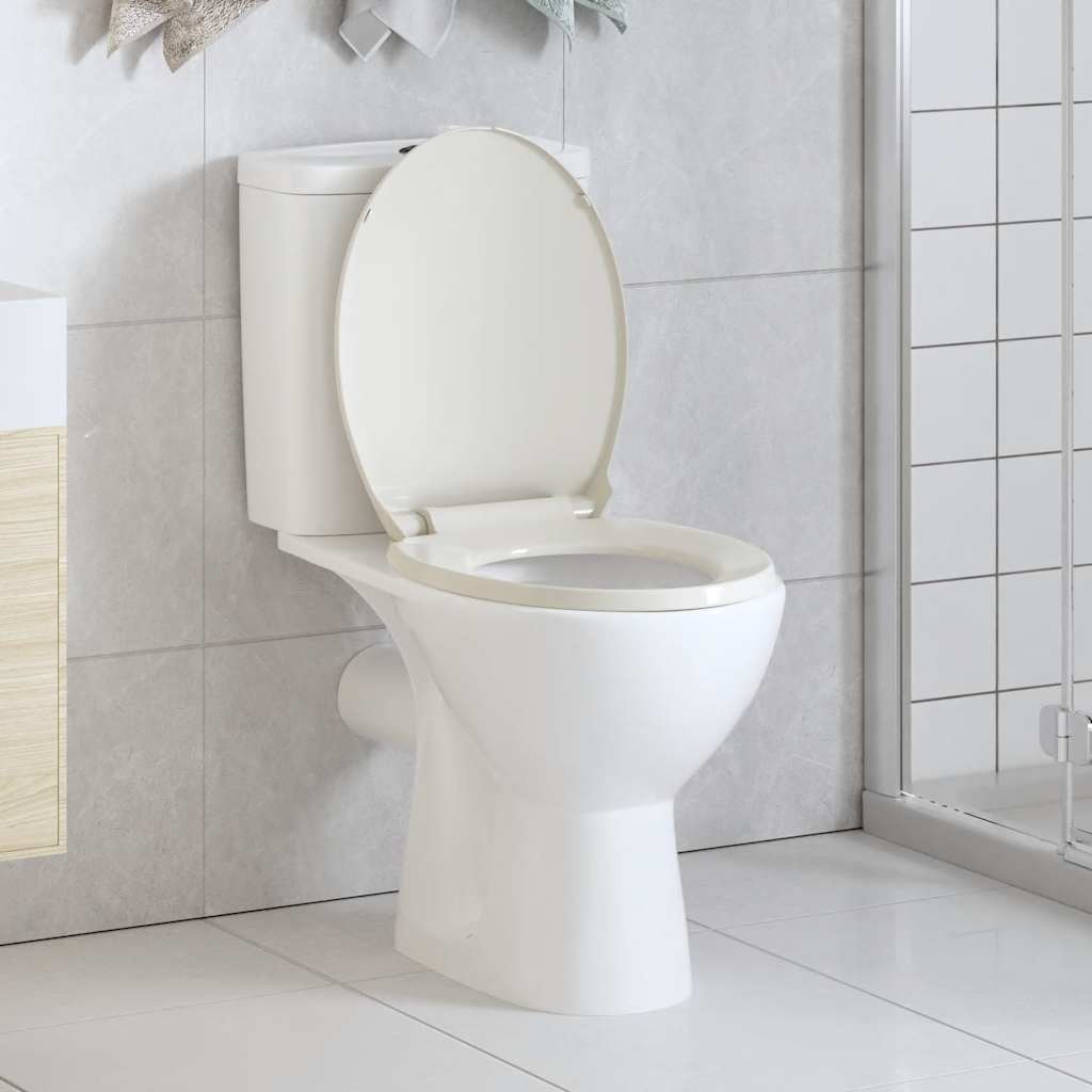 vidaXL Toilettensitz mit Absenkautomatik Hellgrau Oval