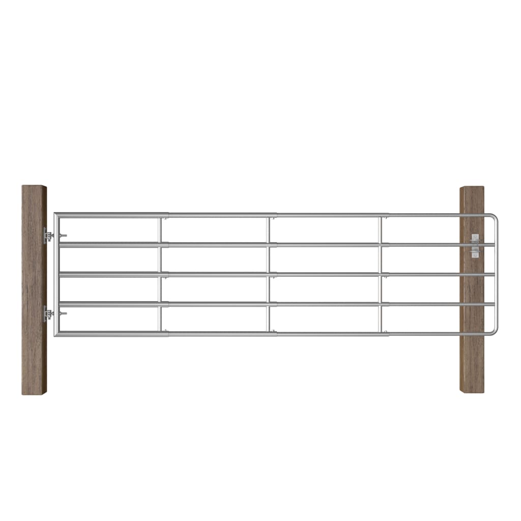 5-Rohr-Weidetor Stahl (95-170)×90 cm Silbern