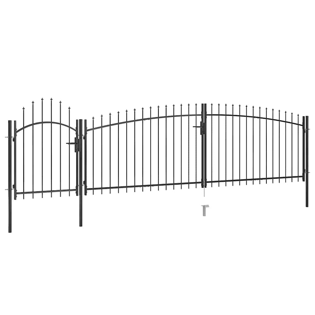 Gartentor mit Speerspitzen 5x1,5 m Schwarz