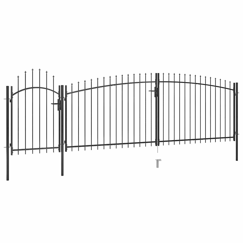 Gartentor mit Speerspitzen 5x1,5 m Schwarz