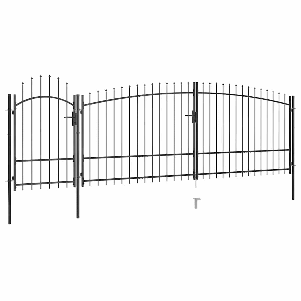 Gartentor mit Speerspitzen 5x1,5 m Schwarz