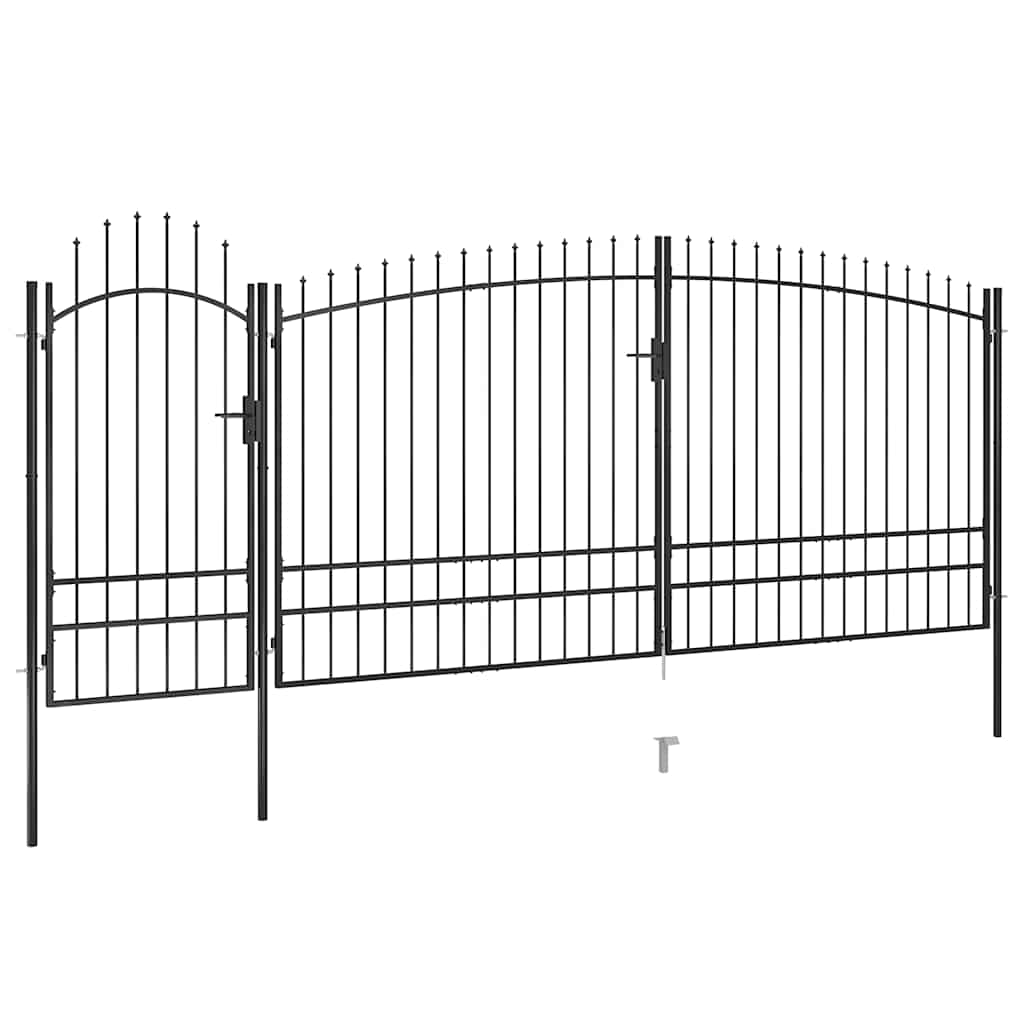 Gartentor mit Speerspitzen 5x1,5 m Schwarz