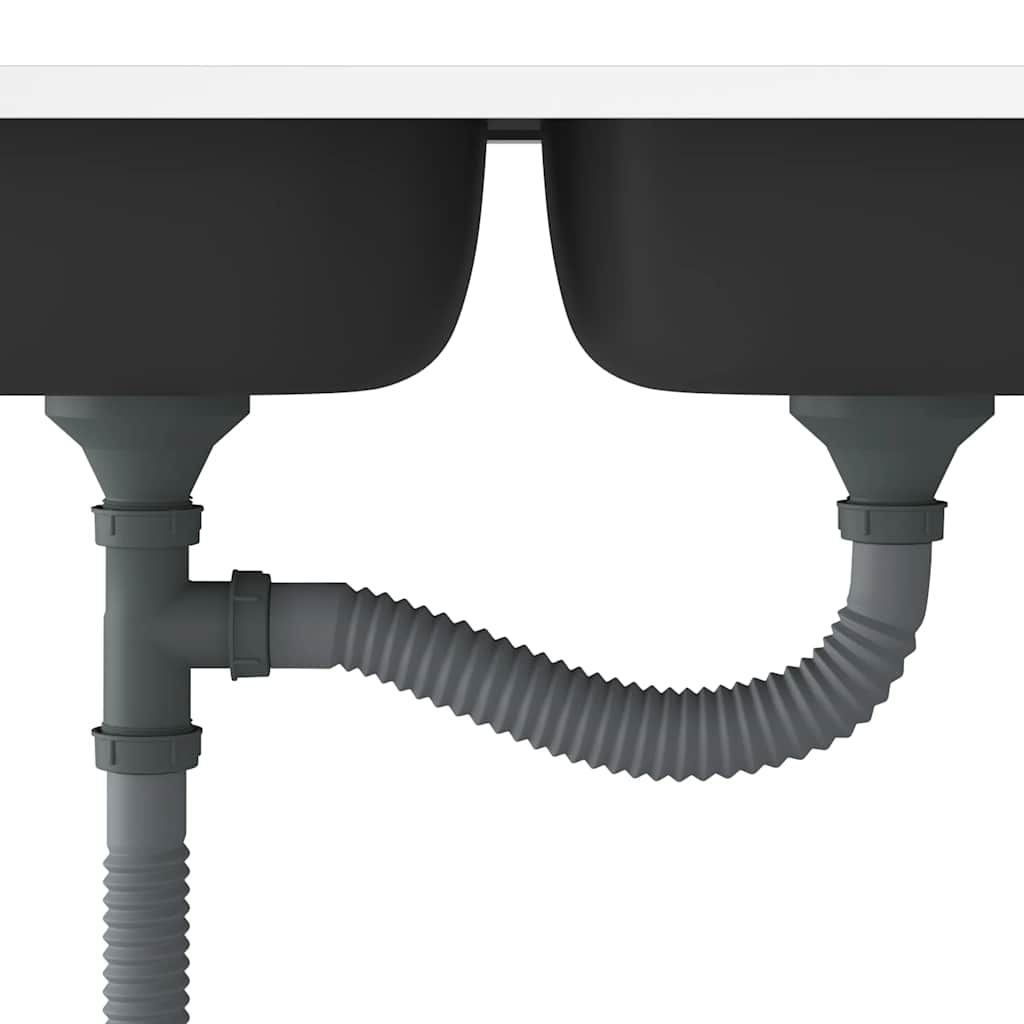 vidaXL Doppelspüle Silbern 800x500x155 mm Edelstahl