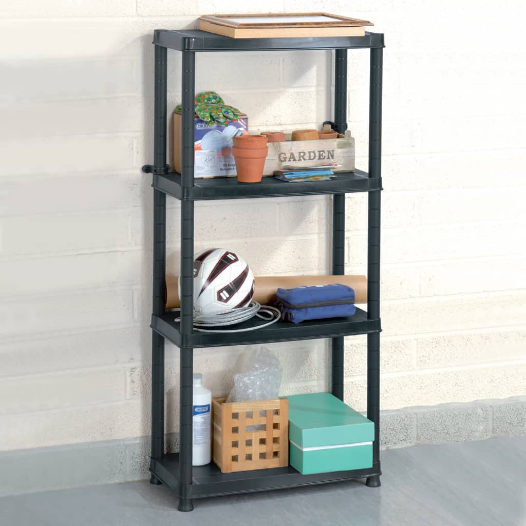 vidaXL Lagerregal 4-Tier Schwarz 61x30,5x130 cm Kunststoff