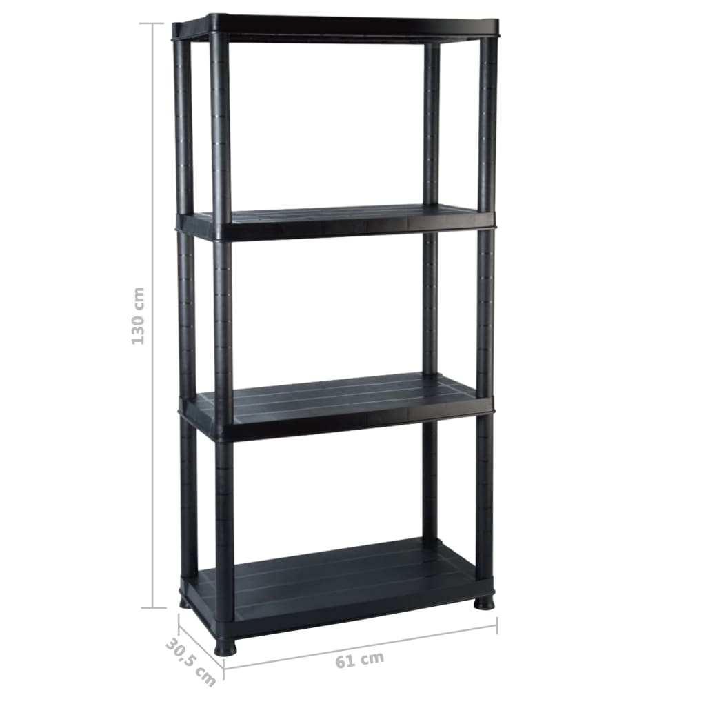 vidaXL Lagerregal 4-Tier Schwarz 61x30,5x130 cm Kunststoff
