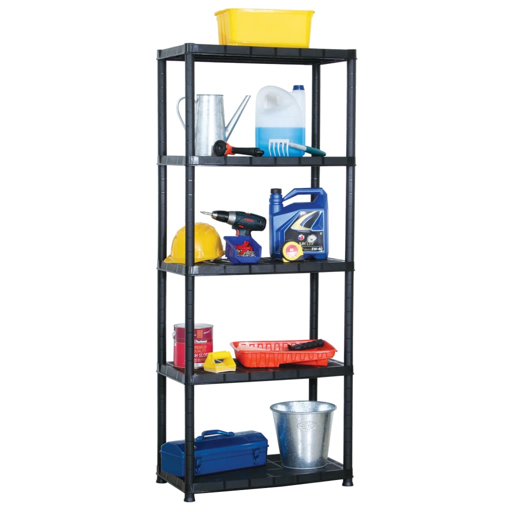 vidaXL Lagerregal 4-Tier Schwarz 61x30,5x130 cm Kunststoff