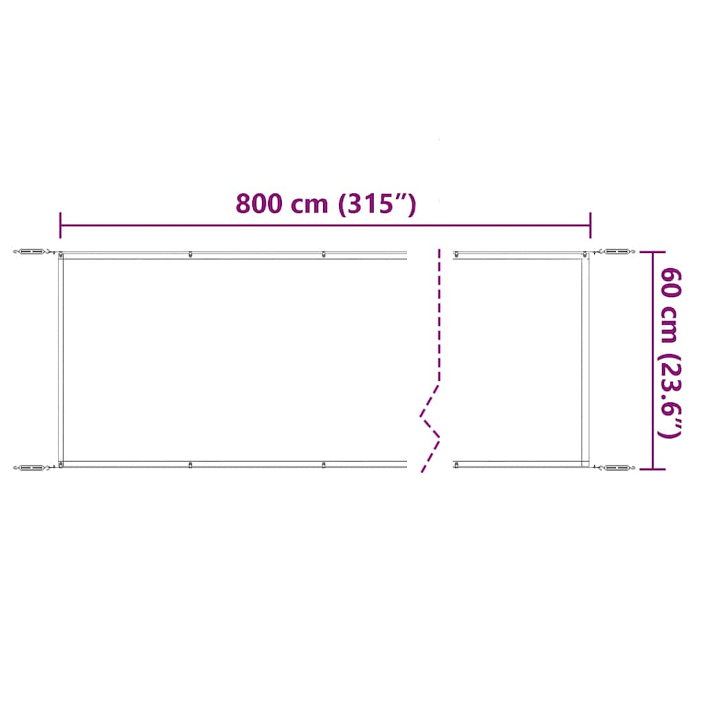 vidaXL Senkrechtmarkise Weiß 60x800 cm Oxford-Gewebe